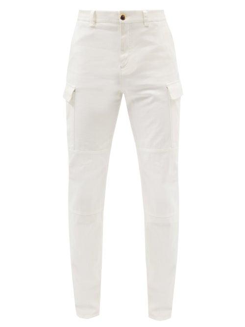 Brunello Cucinelli - Herringbone Cotton-blend Twill Cargo Trousers - Mens - White