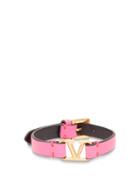 Matchesfashion.com Valentino Garavani - V-logo Leather Bracelet - Womens - Pink