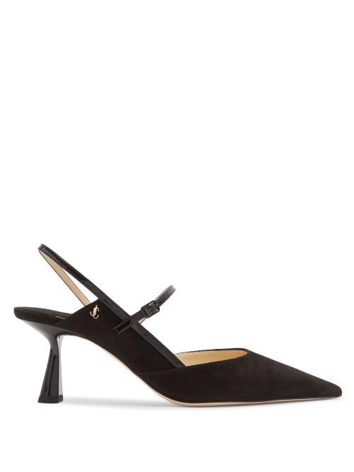 Matchesfashion.com Jimmy Choo - Ray 65 Suede Slingback Pumps - Womens - Black