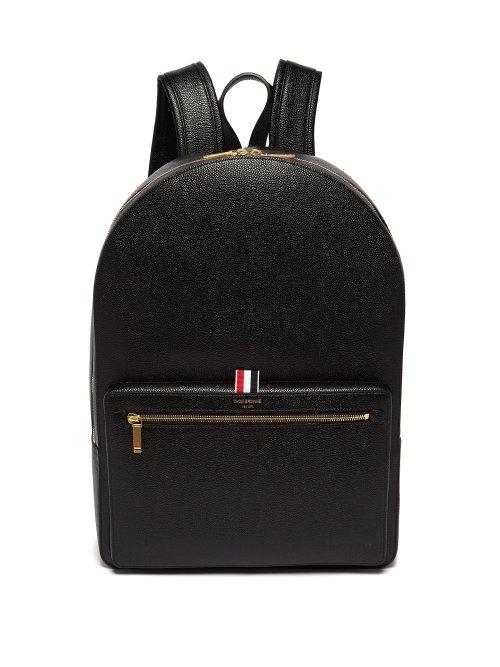 Matchesfashion.com Thom Browne - Logo Stamped Structured Pebbled Leather Backpack - Mens - Black