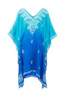 Matchesfashion.com Juliet Dunn - Embroidered Silk Kaftan - Womens - Blue Multi