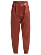 Matchesfashion.com A.w.a.k.e. - Pleat Front Faux Leather Trousers - Womens - Burgundy