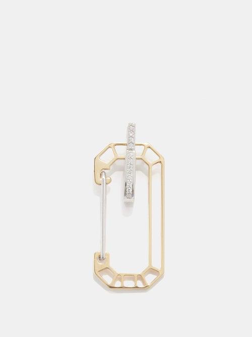 Era - Chiara Diamond & 18kt Gold Single Hoop Earring - Womens - Gold Multi