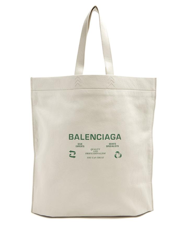 Balenciaga Recycle-print Leather Tote Bag