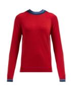 Matchesfashion.com Lndr - Chalet Logo Jacquard Wool Sweater - Womens - Red