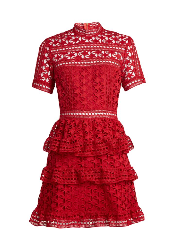 Self-portrait Star Guipure-lace Mini Dress