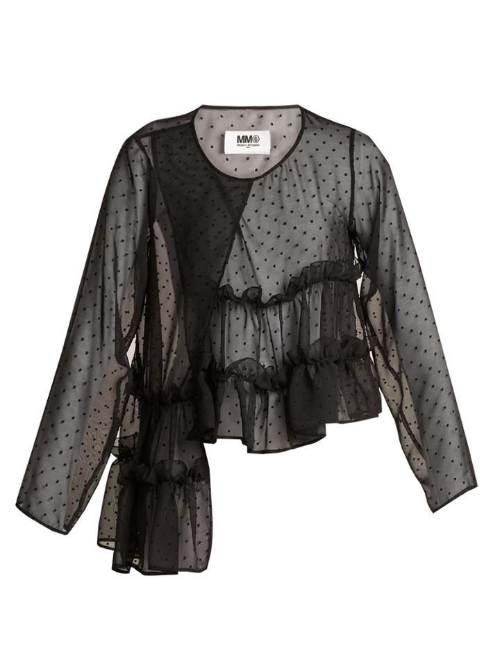 Mm6 By Maison Margiela Asymmetric Dobby-chiffon Top