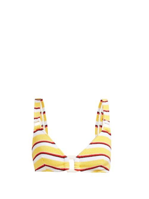 Matchesfashion.com Solid & Striped - The Tilda Ring Terry Towelling Bikini Top - Womens - Yellow Stripe