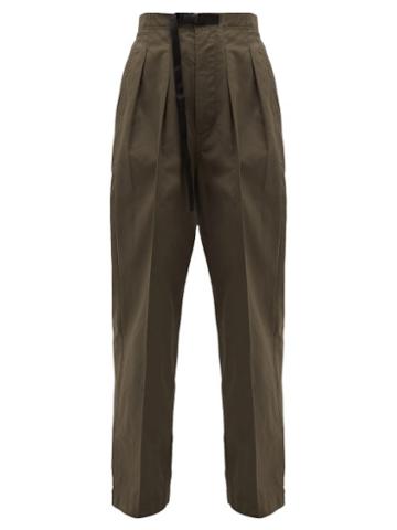 Matchesfashion.com Chimala - Clip-buckle Belted High-rise Cotton Trousers - Womens - Khaki