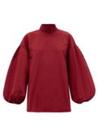 Matchesfashion.com Valentino - Neck-tie Cotton-blend Faille Blouse - Womens - Red
