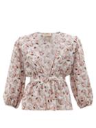 Matchesfashion.com Adriana Degreas - Aglio Print Tie Front Silk Charmeuse Blouse - Womens - White Print