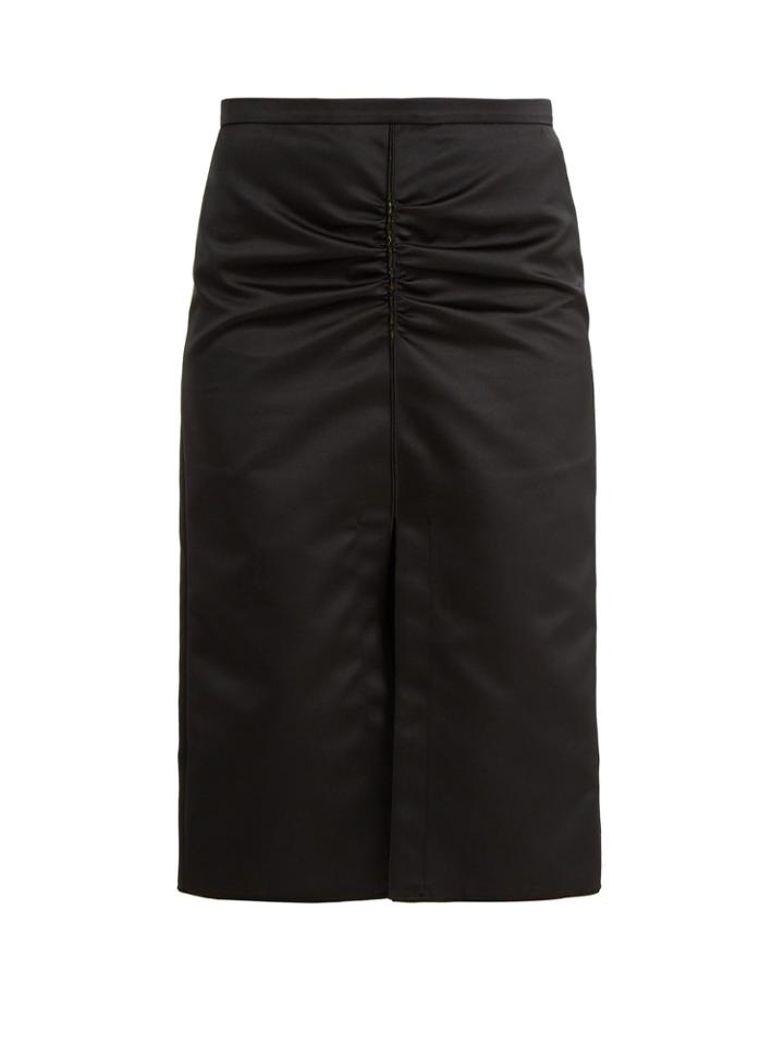 No. 21 Ruched Duchesse-satin Midi Skirt