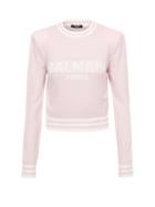 Ladies Rtw Balmain - Logo-jacquard Sweater - Womens - Pink