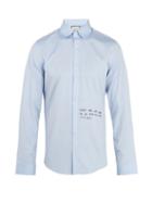 Matchesfashion.com Gucci - Single Cuff Embroidered Oxford Cotton Shirt - Mens - Blue
