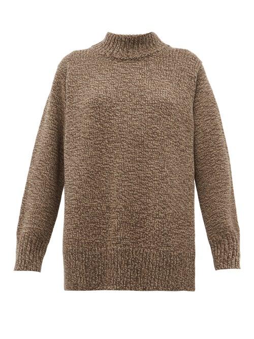 Matchesfashion.com The Row - Edmund High Neck Wool Sweater - Womens - Brown Multi