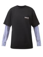 Balenciaga - Striped-panel Cotton-jersey Long-sleeved T-shirt - Mens - Black White