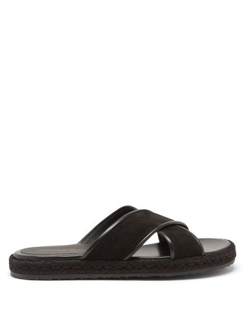 Mens Shoes Gianvito Rossi - Cesare Crossover-strap Suede Sandals - Mens - Black