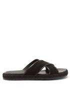 Mens Shoes Gianvito Rossi - Cesare Crossover-strap Suede Sandals - Mens - Black