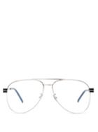 Matchesfashion.com Saint Laurent - Aviator Metal Glasses - Womens - Silver