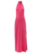 Ladies Rtw Norma Kamali - Turtle Side-slit Jersey Dress - Womens - Pink