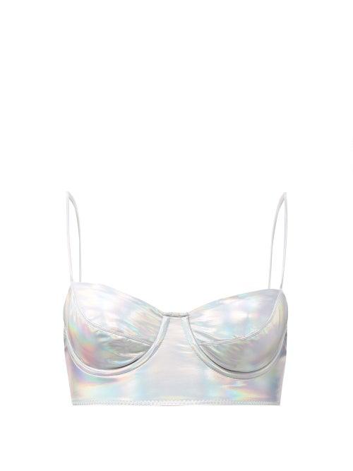 Matchesfashion.com Norma Kamali - Iridescent Underwired Bikini Top - Womens - Silver