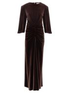 Matchesfashion.com Alexandre Vauthier - Ruched Waist Velvet Dress - Womens - Dark Brown