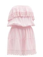 Matchesfashion.com Melissa Odabash - Joy Tiered Lace-trim Poplin Mini Dress - Womens - Dusty Pink