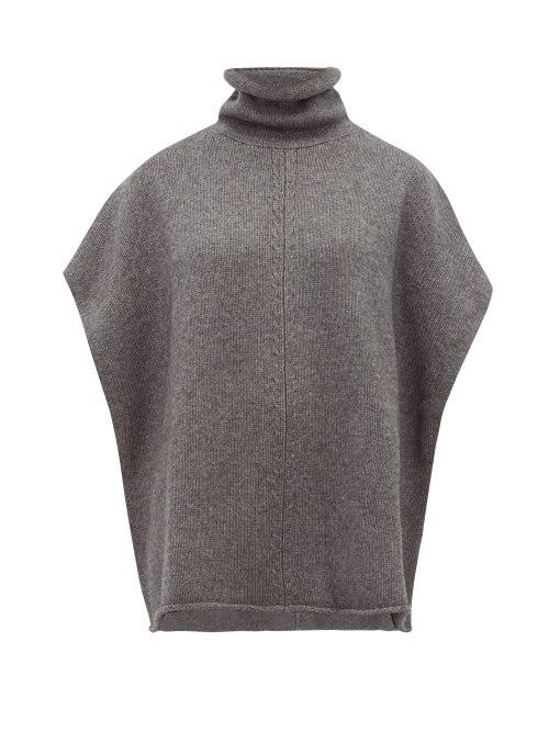 Matchesfashion.com Joseph - Roll Neck Wool Blend Poncho - Womens - Dark Grey