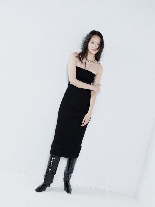 Raey - Knitted Rib Bandeau Dress - Womens - Black