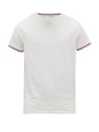 Matchesfashion.com Moncler - Striped-cuff Cotton-blend T-shirt - Mens - White