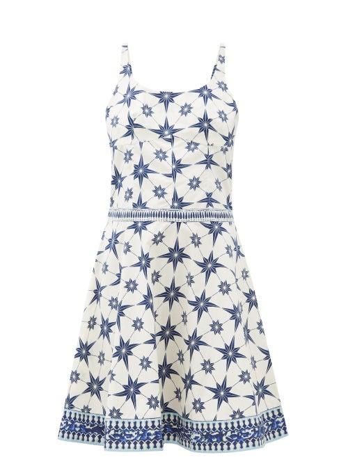Matchesfashion.com Le Sirenuse, Positano - Cindy Star-print Cotton-poplin Mini Dress - Womens - Blue Print