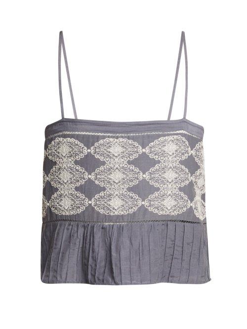 Matchesfashion.com Thierry Colson - Saksi Lace Embroidered Cami Top - Womens - Grey White