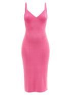 Staud - Quartz Lurex Bodycon Midi Dress - Womens - Pink
