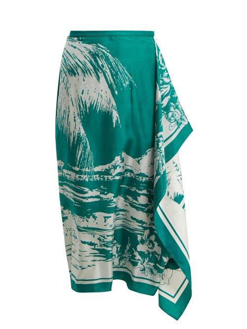 Matchesfashion.com Tibi - Leilani Aysmmetrical Silk Skirt - Womens - Multi