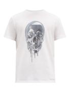 Matchesfashion.com Alexander Mcqueen - Melting Metal Skull Print Cotton T Shirt - Mens - White