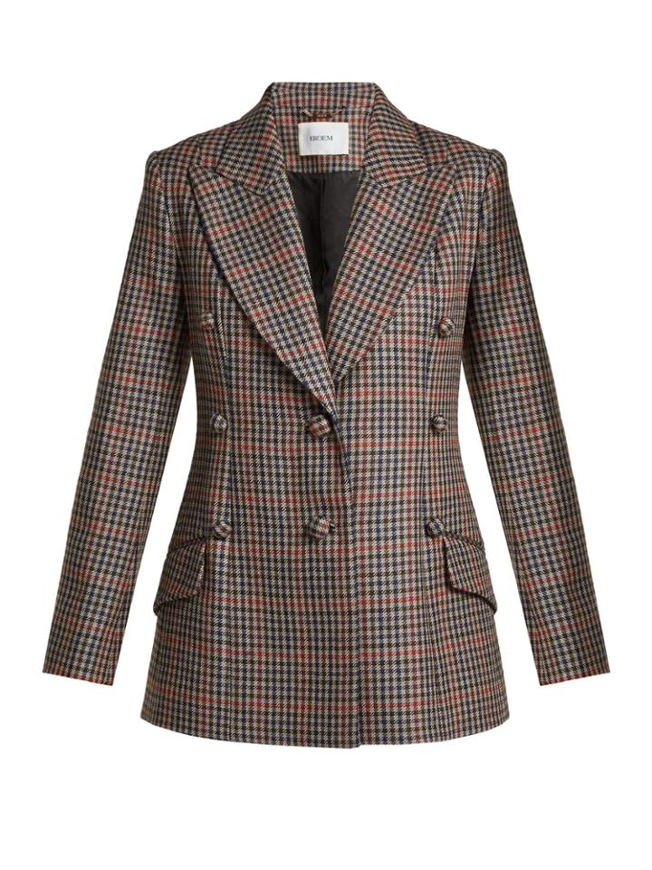 Erdem Devon Single-breasted Check Wool Blazer