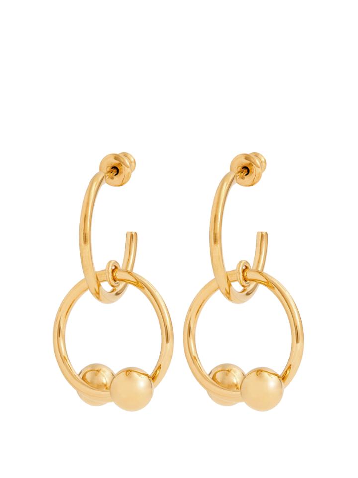 J.w.anderson Double-sphere Gold-plated Hoop-drop Earrings