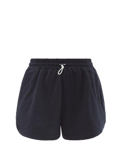 Ladies Rtw Staud - Bungee Cotton-terry Shorts - Womens - Navy