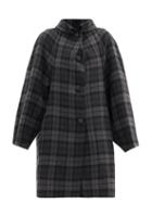 Matchesfashion.com Balenciaga - Raglan-sleeve Check Wool-blend Coat - Womens - Black Grey