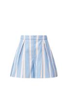 Matchesfashion.com Carolina Herrera - A-line Striped-poplin Shorts - Womens - Blue White