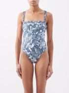 Agua By Agua Bendita - Limon Floral-print Recycled-fibre Swimsuit - Womens - Blue Print