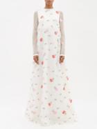 Giambattista Valli - Rose-embroidered Organza Gown - Womens - Ivory Multi