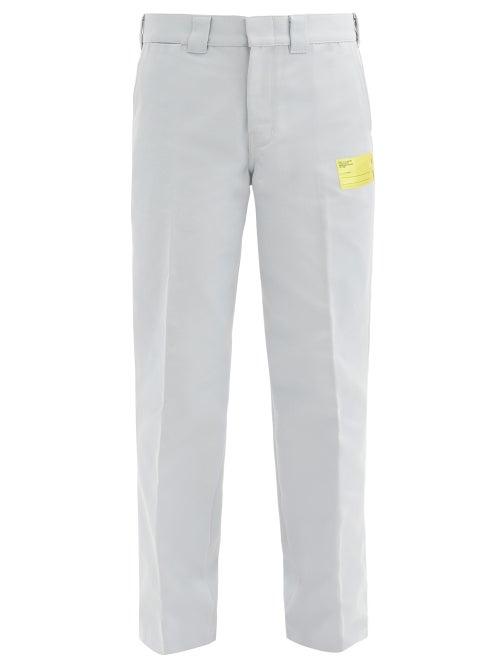 Matchesfashion.com Helmut Lang - Name-tag Cotton-blend Canvas Trousers - Mens - Light Grey