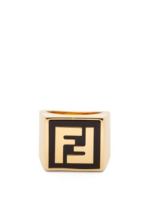 Matchesfashion.com Fendi - Ff Onyx Ring - Mens - Gold