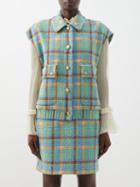 Gucci - Oversized Check Cotton-blend Tweed Gilet - Womens - Blue