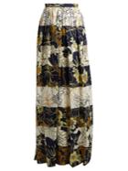 Roksanda Myla Striped Floral-print Silk Maxi-skirt