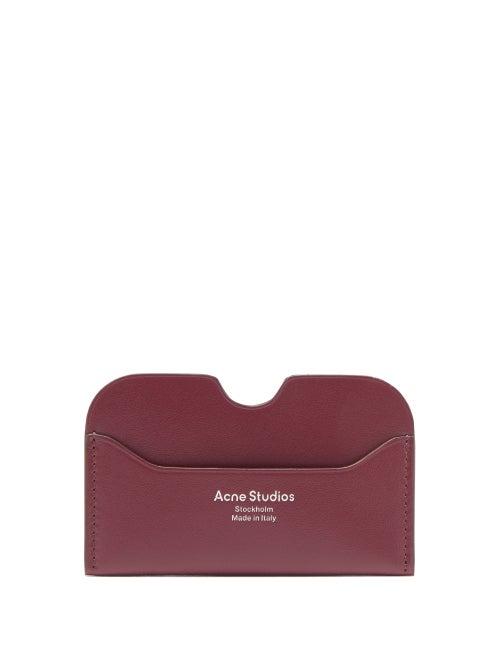 Matchesfashion.com Acne Studios - Elmas Foiled-logo Leather Cardholder - Womens - Burgundy