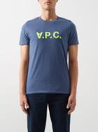 A.p.c. - Vpc Flocked-logo Cotton-blend Jersey T-shirt - Mens - Navy