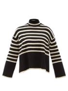 Totme - Striped Roll-neck Wool-blend Sweater - Womens - Black Stripe
