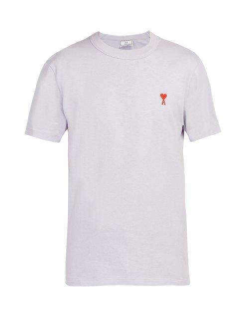 Matchesfashion.com Ami - Ami De Coeur Embroidered Cotton T Shirt - Mens - Light Purple